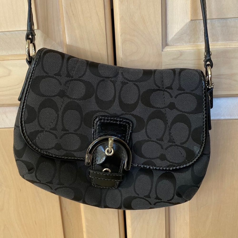 Black coach crossbody bag with buckle